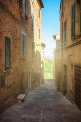 Fototapeta na wymiar Alleys, streets and crannies in the tourist town in Tuscany, Chi