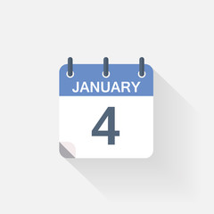 4 january calendar icon on grey background