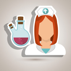 nurse woman tube lab chemistry vector illustration graphic