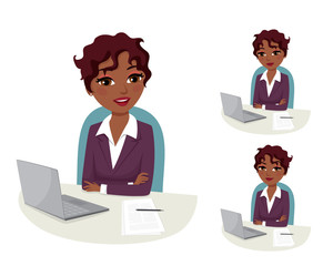 confident african american business woman with notebook in the office