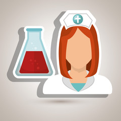nurse woman tube lab chemistry vector illustration graphic