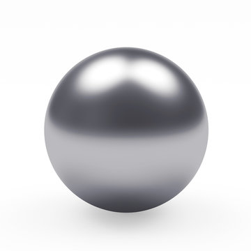 Silver metal sphere isolated on white background. 3D illustration