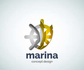 Vector marina, steering wheel logo template