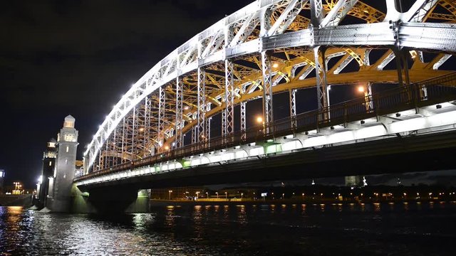 St. Petersburg Bolsheokhtinsky Bridge at night