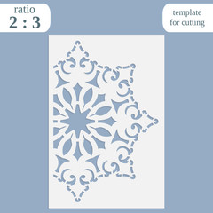 Paper openwork greeting card, template for cutting, lace invitation, lasercut metal panel, wood carving, laser cut plastic, vector illustration