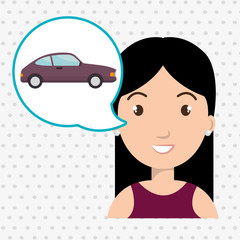 woman car vehicle transport vector illustration design