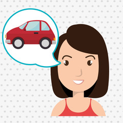 woman car vehicle transport vector illustration design