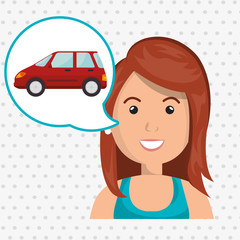woman car vehicle transport vector illustration design
