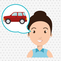 woman car vehicle transport vector illustration design
