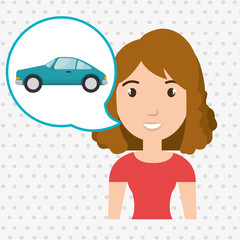 woman car vehicle transport vector illustration design