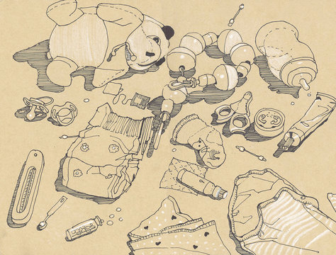 Sketch of stuff for a newborn