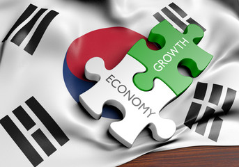 South Korea economy and financial market growth concept, 3D rendering