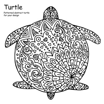 Abstract doodle outline turtle illustration