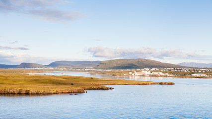 Reykjavik Landscape.  The view East from Reykjavik harbour in Iceland.
