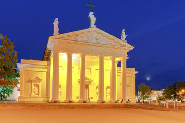 Fototapeta na wymiar Vilnius. Cathedral of St. Stanislaus in the central square.