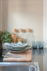 black counter in kitchen room design
