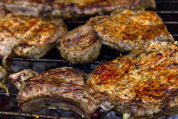 Roasted Meat On The Grill.