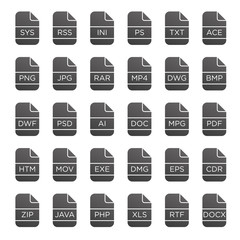 Vector icon set of file extensions
