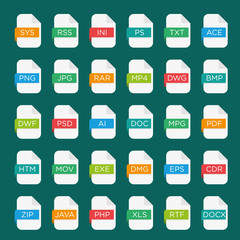 Vector icon set of file extensions
