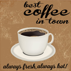 Винтажный плакат кофе, чашка кофе, кофейное меню