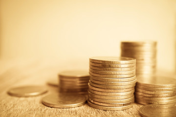 rows of coins for finance and banking concept

