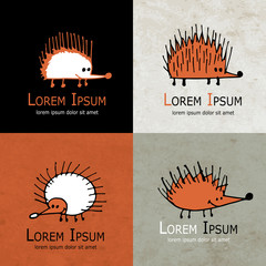 Funny hedgehog, logo set for your design © Kudryashka