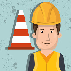 man worker protection tools icon vector illustration design