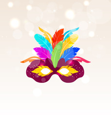 Obraz premium Colorful Carnival Mask with Feathers on Glowing Background