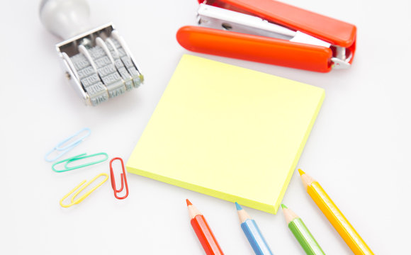 concept and office supplies on white