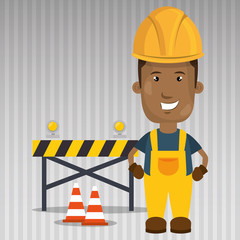 worker warning security tool vector illustration design