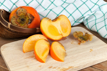 Persimmon yellow color fruits