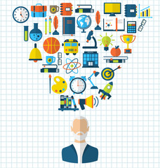 Collection of Education Flat Colorful Icons with Professor