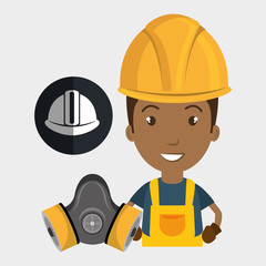 worker helmet mask gas vector illustration design