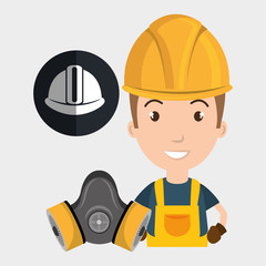 worker helmet mask gas vector illustration design