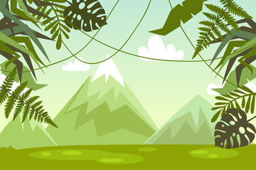 Naklejka premium ilustracji wektorowych. góry. dżungla. Natura