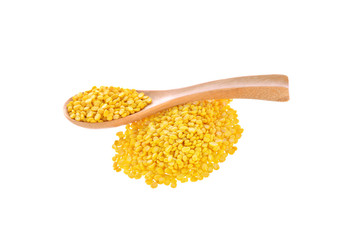 Soybeans with wooden spoon