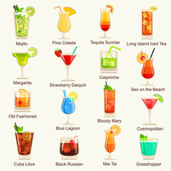 Cocktails vector set
