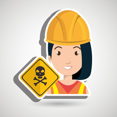 woman worker symbol danger vector illustration design eps 10