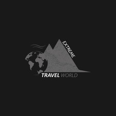 Tourism logo. The emblem of the traveler. Vector logo of travel company.