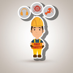first safety worker icon vector illustration design