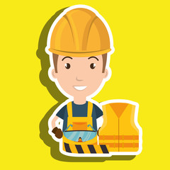 worker vest glasses tape vector illustration design