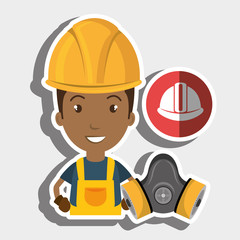 worker helmet mask gas vector illustration design