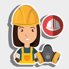 worker helmet mask gas vector illustration design