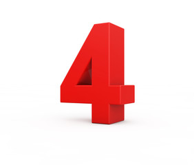 Obraz premium red number 4, 3d illustration.