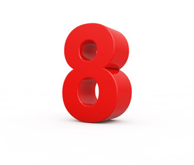 red number 8, 3d illustration.