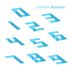 Collection of isometric numbers. Hole effect. Three-Dimensional elements. Vector illustration.
