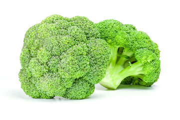 Two Ripe Broccoli Cabbage Isolated on White Background