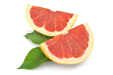 grapefruit slices over white background