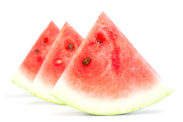 Slices of watermelon on white background