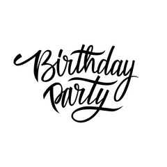 Handwritten words Birthday Party. Hand drawn elements for your design. Vector illustration.